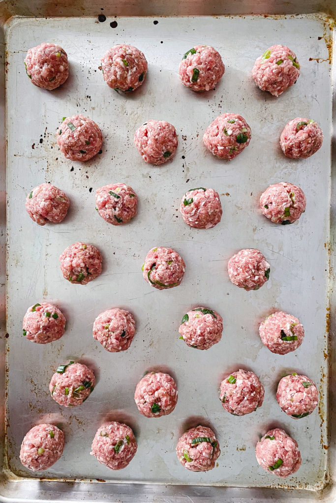 Baked Meatballs with Sriracha Mayo