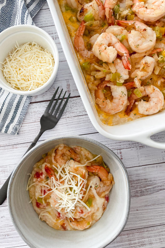 Cheesy Oven-baked Shrimp and Grits