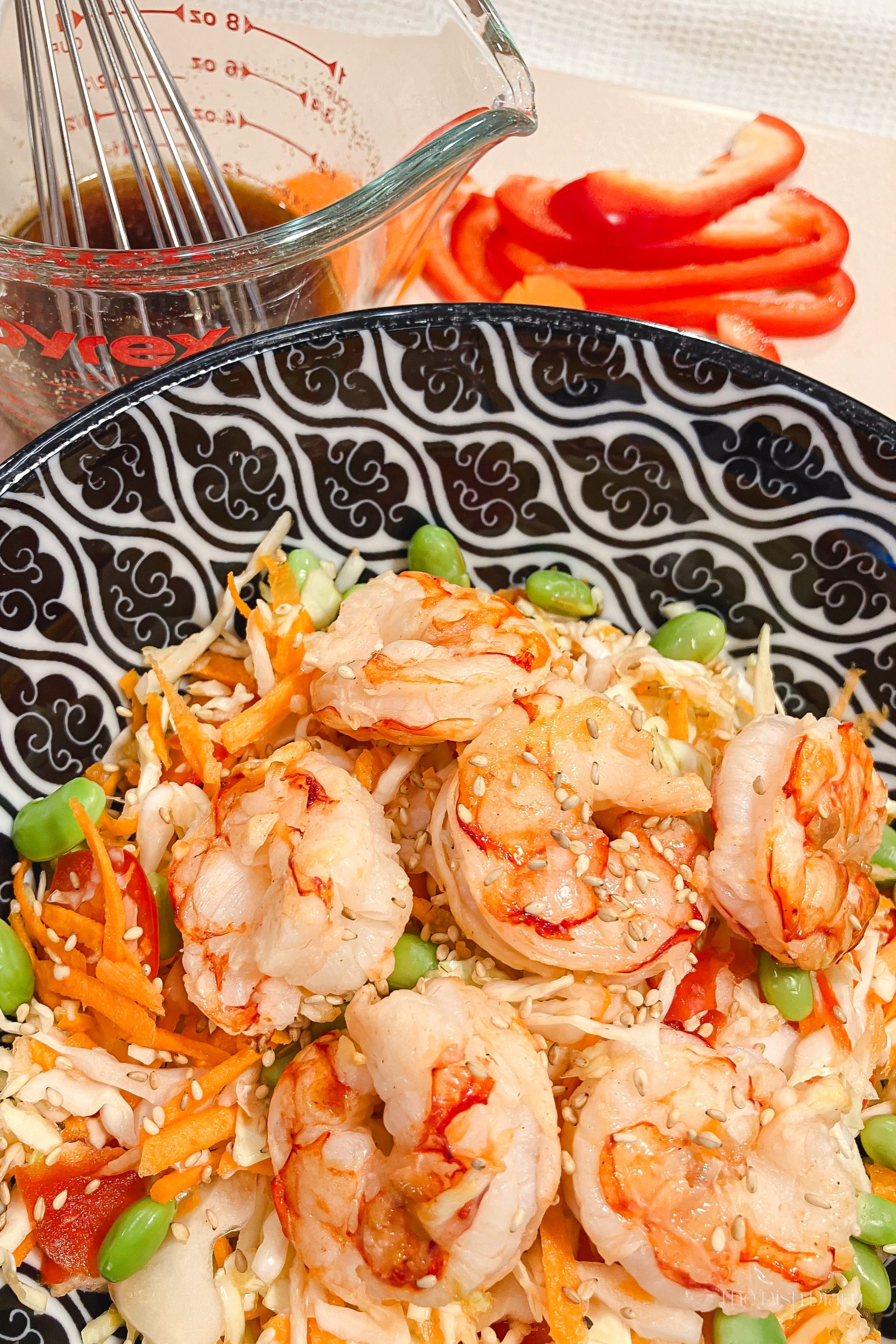 Asian Cabbage Slaw with Grilled Shrimp