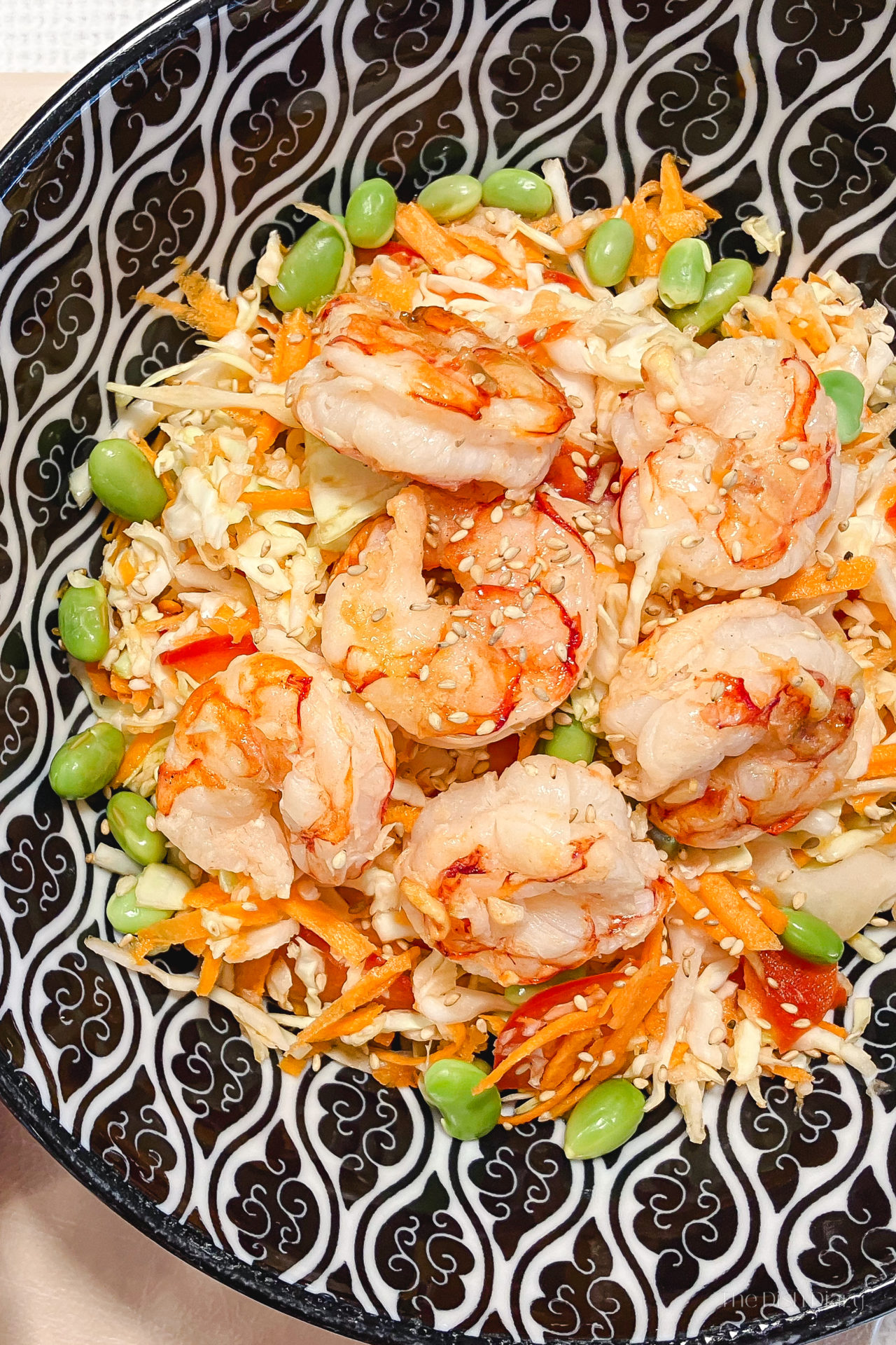 Asian Cabbage Slaw with Grilled Shrimp