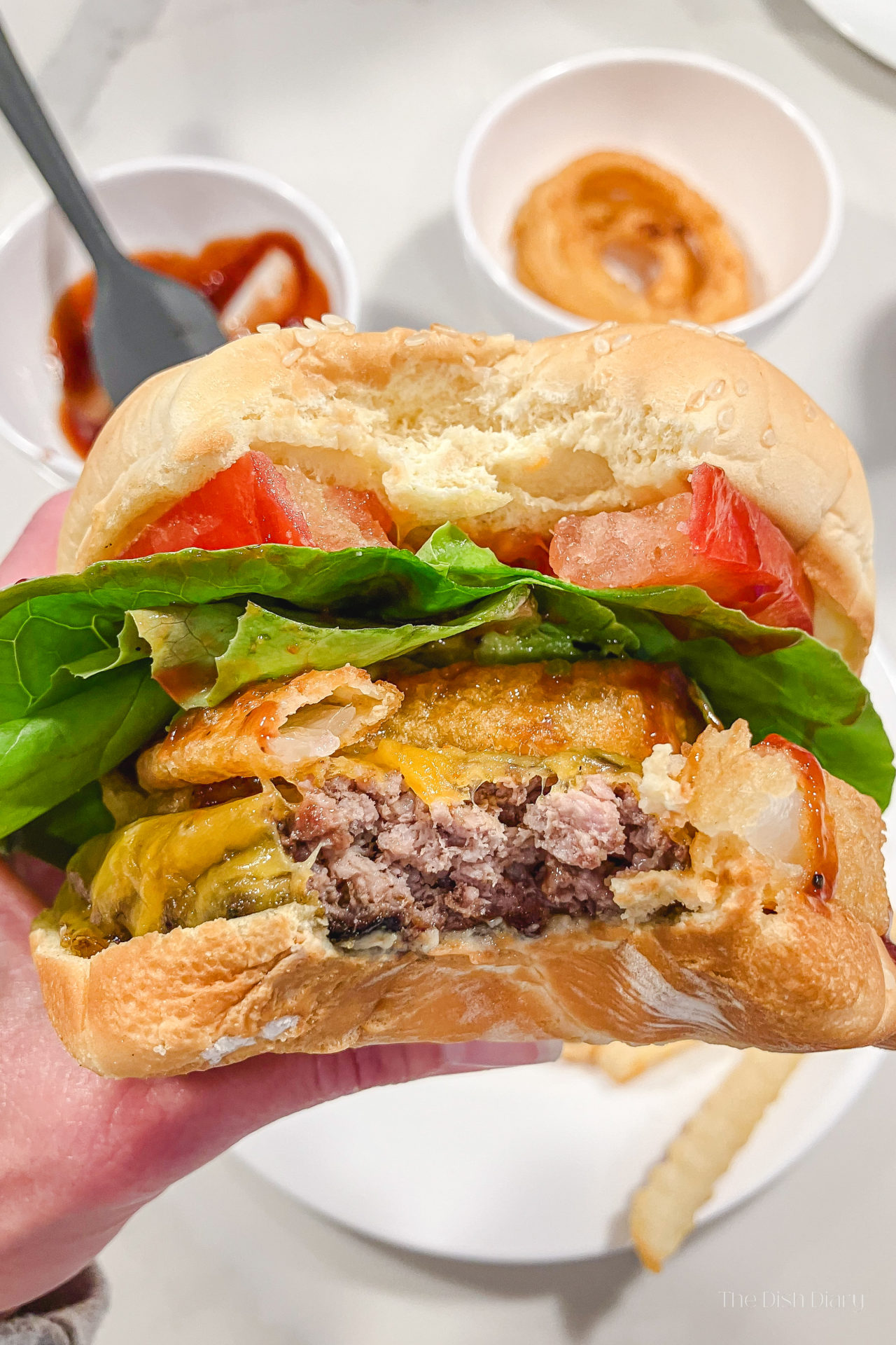 Onion Ring BBQ Sauce Cheeseburger