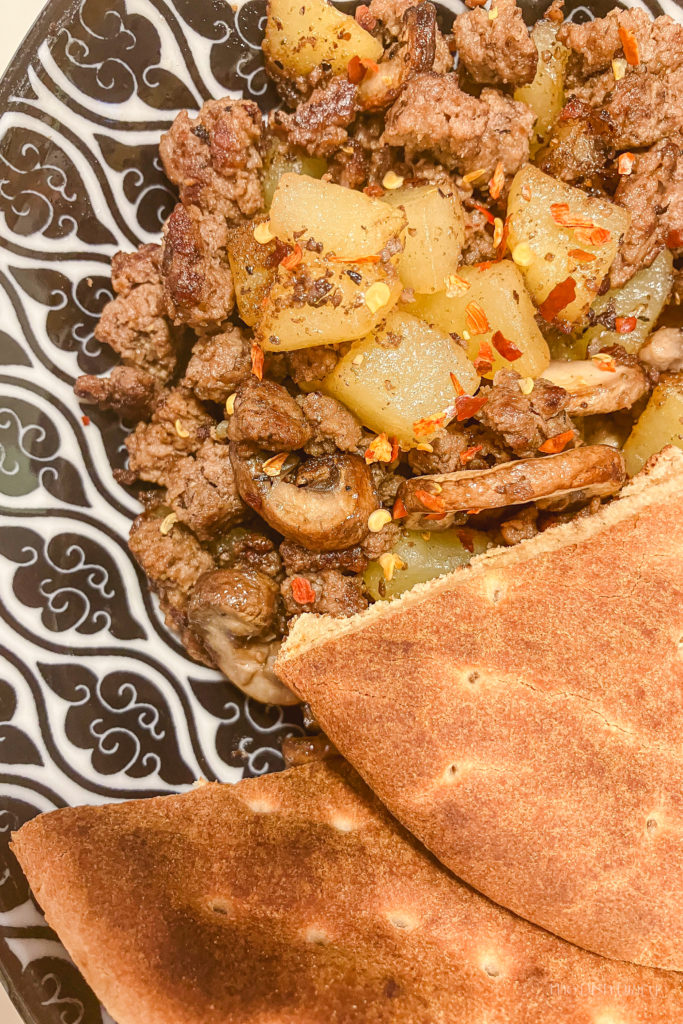 Mince Mushroom Potato Skillet