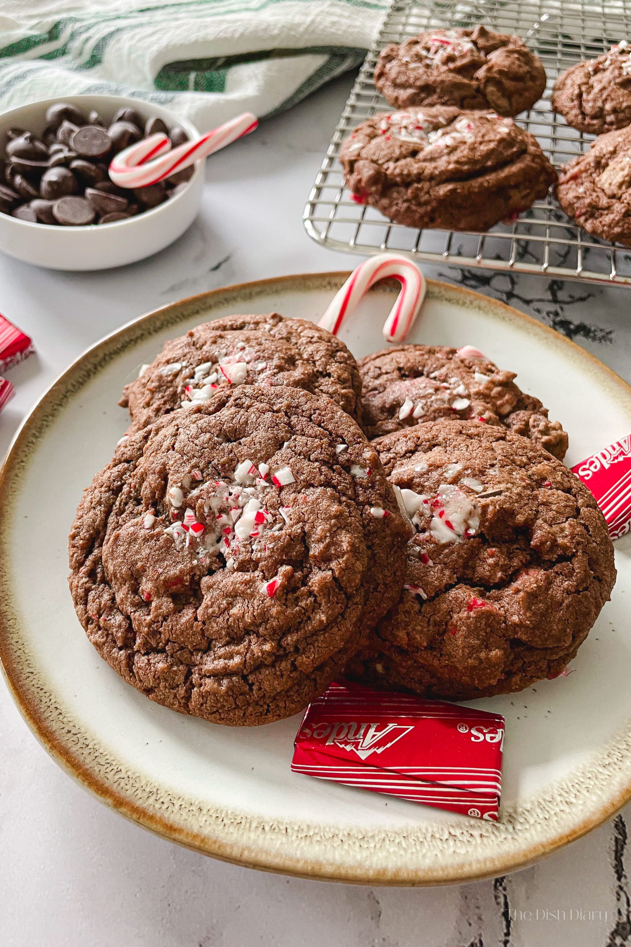 Peppermint Dark Chocolate Chip Cookies